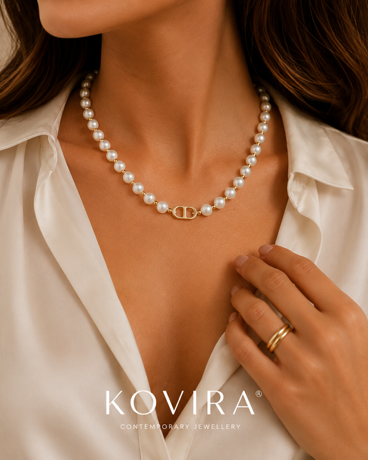 Colar Prestige com Pérolas Dourado/Prateado