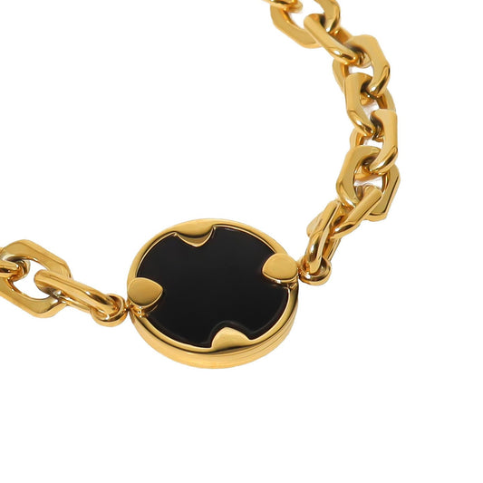 Pulseira em Aço com Elos e Pedra Redonda