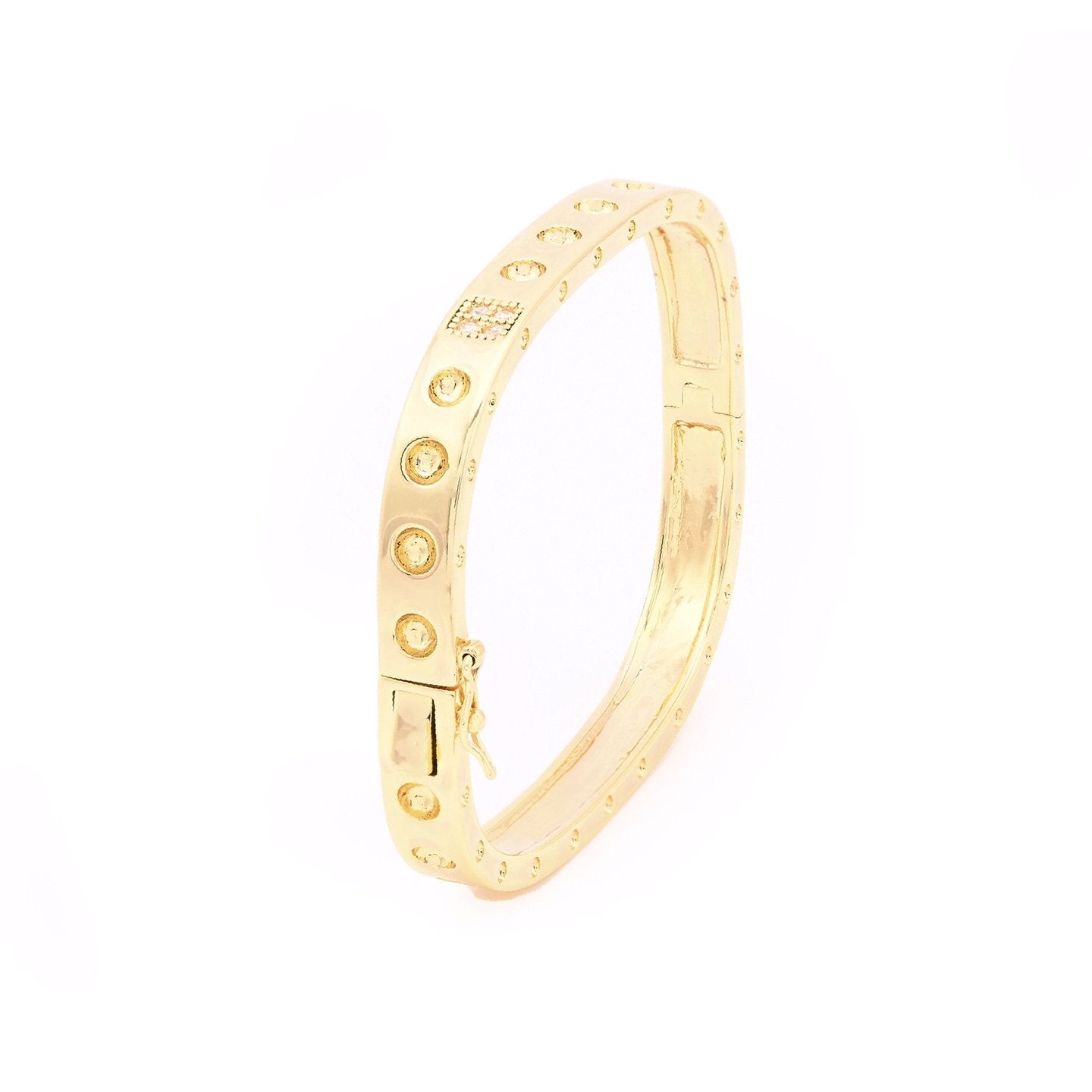 Pulseira Rígida Quadrada Dourada/Prateada