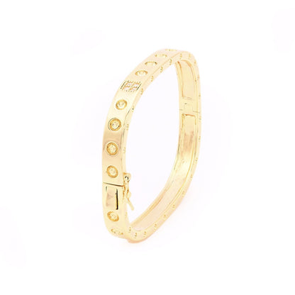 Pulseira Rígida Quadrada Dourada/Prateada