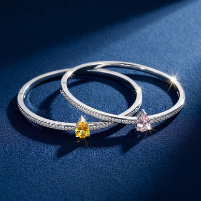 Pulseira Rígida com Pedra Oval e Zircónias