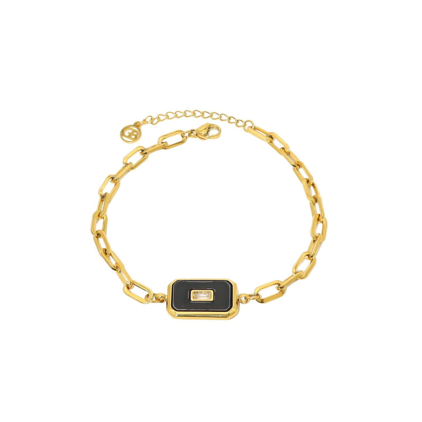 Pulseira em Aço com Pedra Retangular