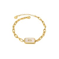 Pulseira em Aço com Pedra Retangular