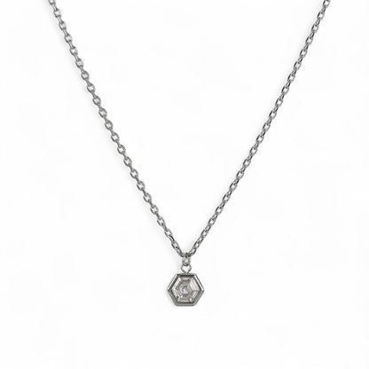 Colar Delicate Hexágono com Zircónia