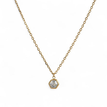 Colar Delicate Hexágono com Zircónia