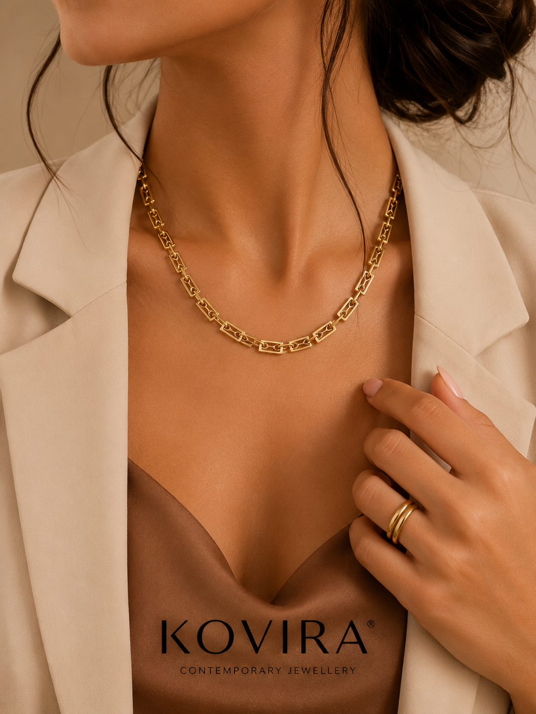 Colar Glamour com Retângulos em Dourado/Prateado