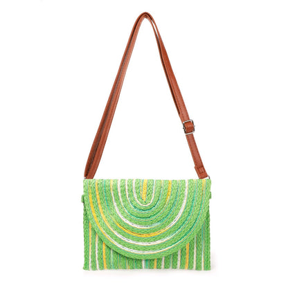 Bolsa Tiracolo em Palha com Linhas Coloridas