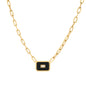 Colar Glamour com Pedra Retangular Preta