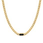 Colar Glamour com Elos e Pedra Retangular Preta