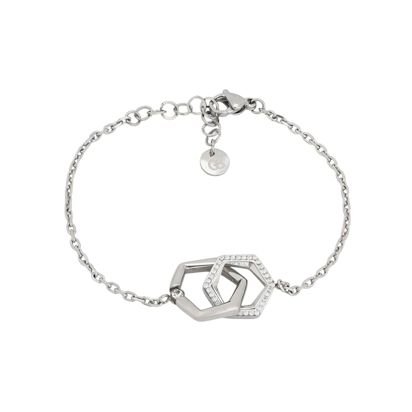 Pulseira com Círculos Entrelaçados em Aço Inoxidável