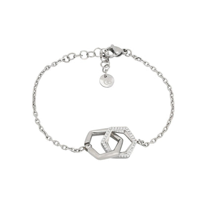 Pulseira com Círculos Entrelaçados em Aço Inoxidável