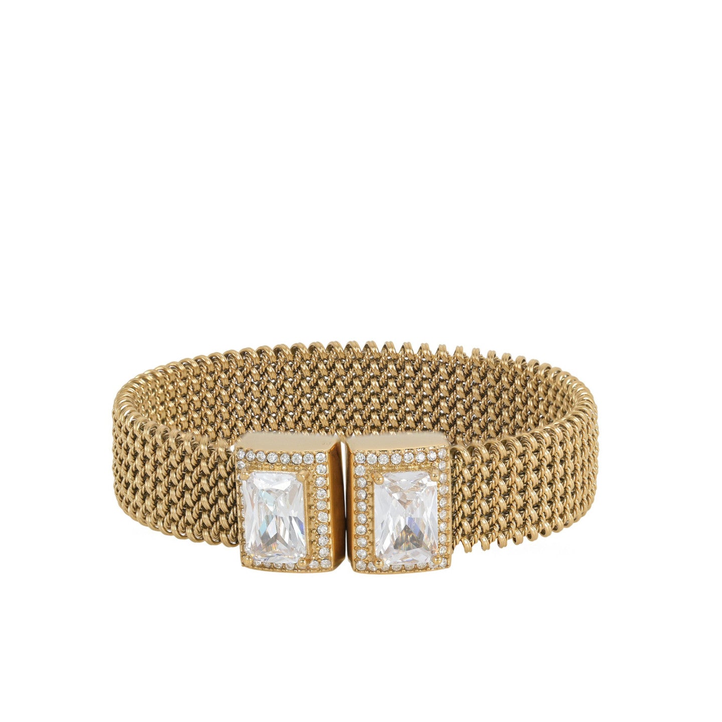 Pulseira Rígida malha com Zircónias