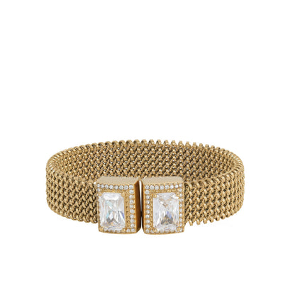 Pulseira Rígida malha com Zircónias