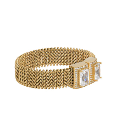 Pulseira Rígida malha com Zircónias