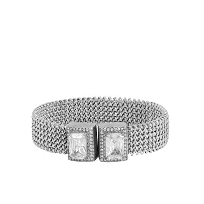 Pulseira Rígida malha com Zircónias