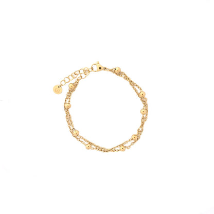 Pulseira em Aço com Malha Dupla e Bolinhas