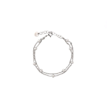 Pulseira em Aço com Malha Dupla e Bolinhas