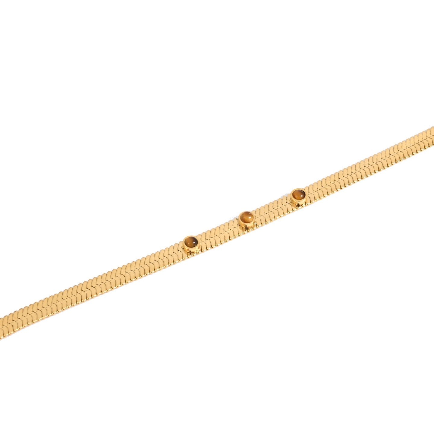 Pulseira em Aço com Três Pedras