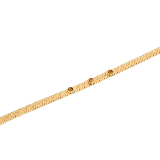 Pulseira em Aço com Três Pedras