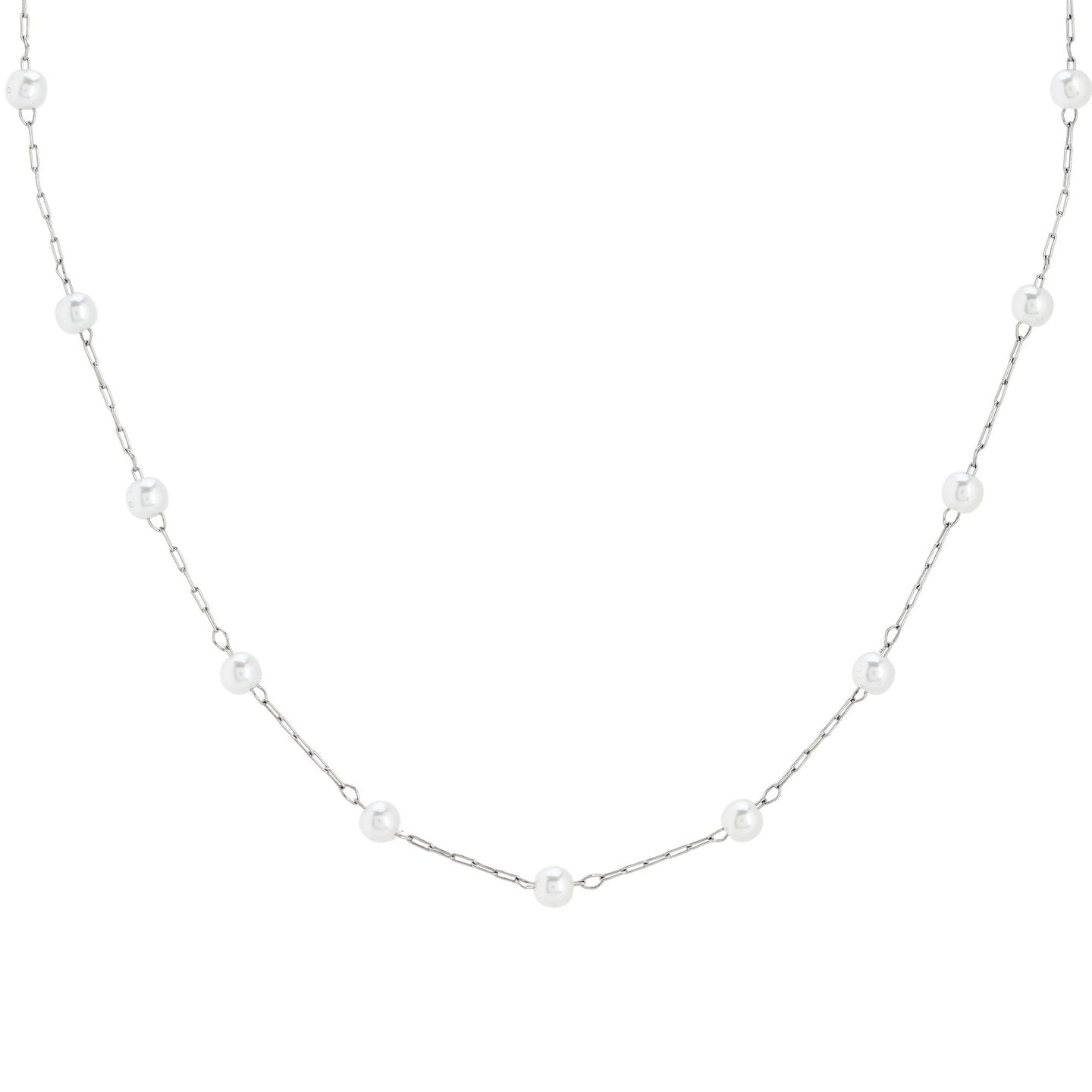 Colar Delicate com Pérolas Prateadas
