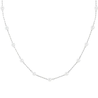 Colar Delicate com Pérolas Prateadas
